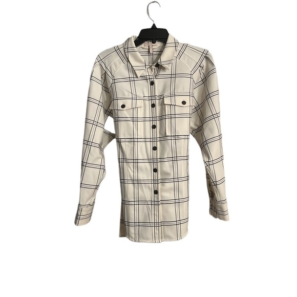 Rebecca Taylor Emery Plaid Jacket in Vanilla Combo Shacket Size Large - Picture 2 of 11
